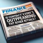 A high-definition realistic visualization of a newspaper's finance section headline, stating 'Is Contact Energy's stock secretly outperforming its rivals?' The headline is bold and catches attention as it speculates about Contact Energy's stock market performance.