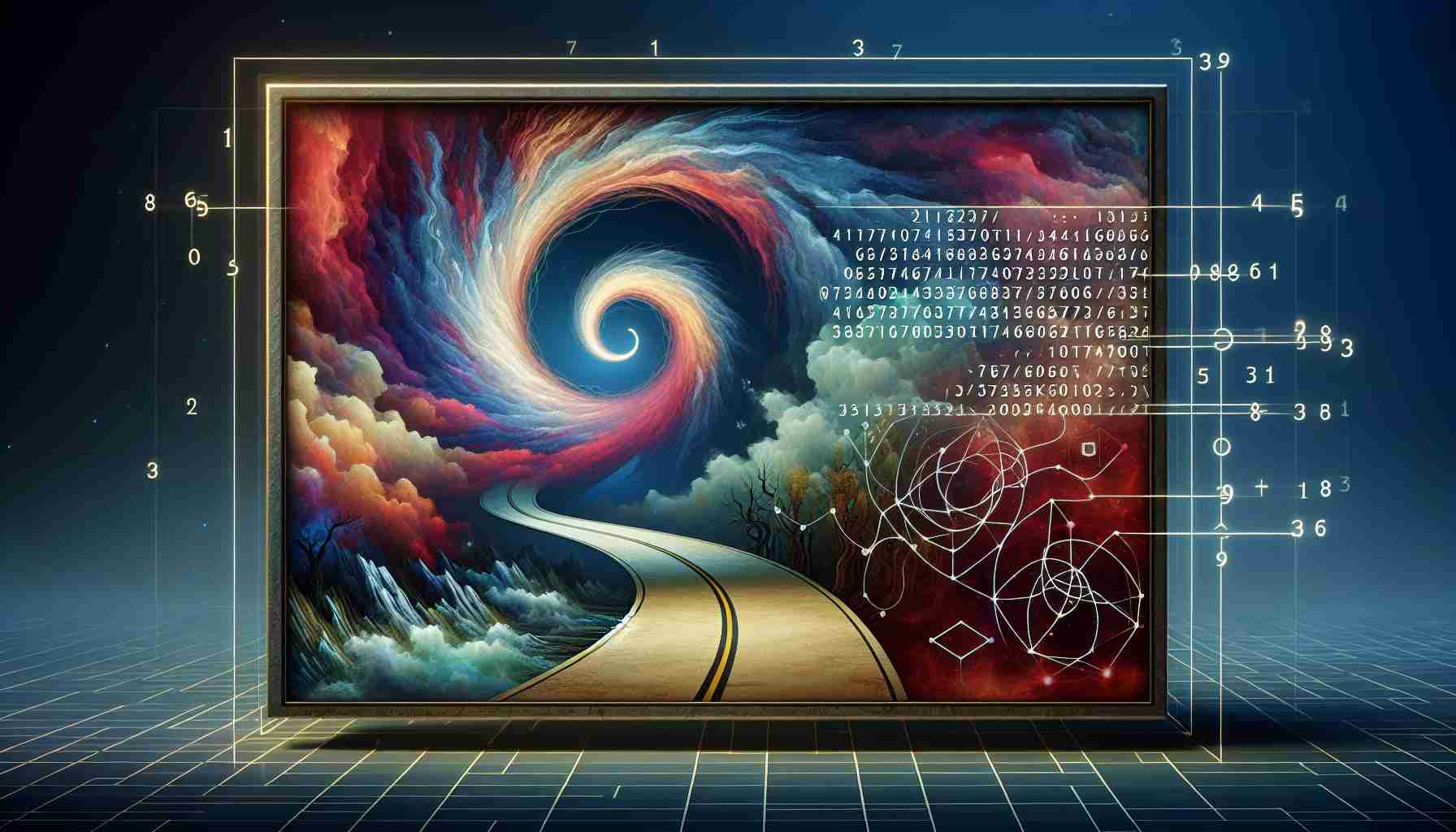 Create a high-definition, realistic illustration showcasing a turn of events in an abstract conceptual way. This could be visualized as a twisting path with surprises at each turn, perhaps set in a mystical environment. Alongside, display cryptic numeric representations that suggest they do not reveal the complete narrative, inviting the viewer to delve deeper into the scene.