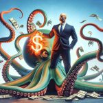 An HD quality, realistic depiction of large-scale investors, personified as giant octopuses, turning their tentacles towards a symbolic representation of 'Octopus Energy'. The octopus investors should be designed with a sense of wealth and power, while 'Octopus Energy' should be represented as a vibrant, inviting, and sustainable energy source element, omitting the character of any specific person or company. The image is expected to evoke curiosity and interest about the investment in the energy sector.