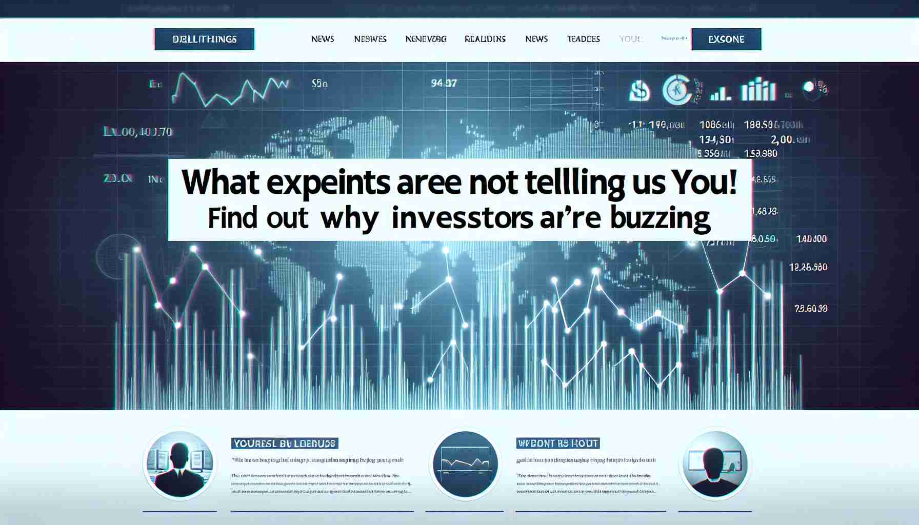 Image of a headline on a news website that reads, 'What Experts Are Not Telling You! Find Out Why Investors Are Buzzing'. The background of the website should appear professional and contain some related stock market graphs and financial charts. The design of this site should be clean and modern with the main focus being on the headline.