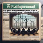 Create a realistic HD image of a newspaper front page with the headline, 'Why Did This Major Participant Just Sell Shares in a Prominent Renewable Energy Company? Unearth the Developments'