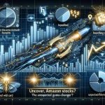 A highly detailed and realistic image presenting the concept of 'Amazon Stocks: The Unexpected Catalyst?' The image should feature elements symbolic of the stock market like bar graphs, pie charts, or line graphs, perhaps in some sort of futuristic or high-tech graphical display. Overlaying or augmenting these symbols, there should be elements expressing surprise or unexpected change, like an unpredicted weather forecast symbol, a wild card, or a lightning bolt. The phrase 'Uncover the Game-Changer' may be present, perhaps in bold impactful typography. All these elements should come together to create an intriguing and eye-catching image that tells a story.