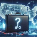 Create a realistic, high-definition image that visually represents a 'secret IPO' coming to America. This could be depicted through a metaphorical image of a mysterious-looking business briefcase on a US map or symbolic elements such as a stock market graph with a question mark overlay. These visual elements should embody the intrigue and uncertainty surrounding the unidentified company.