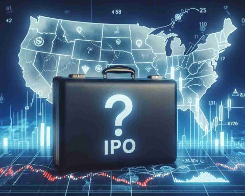 Create a realistic, high-definition image that visually represents a 'secret IPO' coming to America. This could be depicted through a metaphorical image of a mysterious-looking business briefcase on a US map or symbolic elements such as a stock market graph with a question mark overlay. These visual elements should embody the intrigue and uncertainty surrounding the unidentified company.