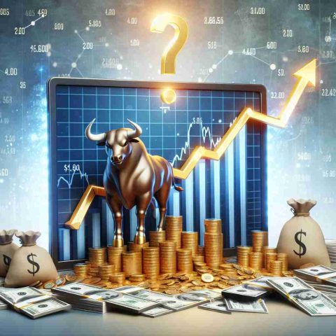 A high definition image illustrating the concept of a surprising surge in the stock market. This scene includes a detailed display of a stock market graph with arrows pointing upwards, signifying a rally. The graph is surrounded by symbolic elements of economic growth, such as stacks of gold coins, bundles of dollar bills, and a bull, the animal that signifies a thriving market. A question mark hovers above the scene to epitomize the unexpected nature of this rally.