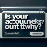 Create a realistic high-definition graphical message that reads 'Is Your Account Locked? Find Out Why', with a versatile style. The message could be on a computer screen or a mobile device interface, with emphasis on the clarity of the words.