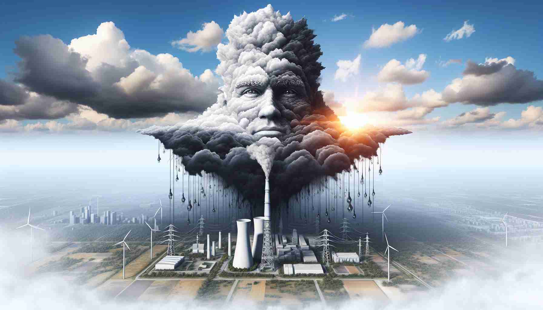 Create a realistic, high definition image symbolizing the unexpected twist! Visualize an energy giant, maybe in the form of a towering structure symbolizing the energy industry, with dark clouds representing challenges hovering around it, but also portray a silver lining around those clouds indicating the positive turn of events.