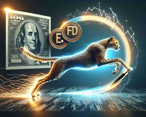 Generate a realistic high definition image depicting a bold move in the business world: a new investment in a venture named Sagility. Show a glowing FD certificate to symbolize the investment, and a conceptual representation of Sagility, perhaps as a dynamic, agile cheetah, to symbolize speed and flexibility.