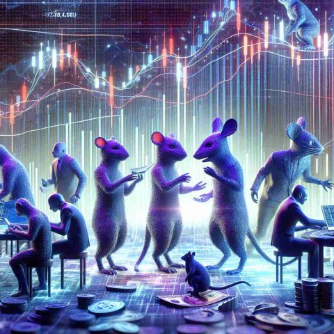 Generate a high-definition, hyperrealistic image representing the concept of 'Mystery Critters: Tech Titans Partner Up'. The scene should showcase abstracted anthropomorphic creatures that symbolize various tech titans partnering up, their identities kept a mystery. The backdrop consists of a fluctuating market graph, reflecting riveting market reactions. The critters might be engaged in a discussion or working together on a futuristic tech device, signifying their partnership. The atmosphere should evoke intrigue and dynamics of the tech industry.