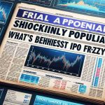 A realistic high-definition image of a financial news headline reading 'Shockingly Popular! What's Behind the Latest IPO Frenzy?' presenting it on a newspaper layout with stock market graphs, charts and other related symbols in the background.