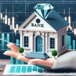 Create a high-definition, realistic image representing the concept of a small town bank outsmarting Wall Street. There should be a symbol or representation of a 'hidden gem' stock in the image. Elements to consider include a small, humble yet efficient bank building indicative of a small town, graph charts showing favorable stock market trends, and a shimmering gem carefully hidden.