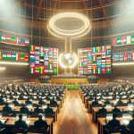 Create a high-definition, realistic image that symbolizes the Renewable Energy Revolution. The setting is a grand assembly room, where representatives from 118 different nations are gathered. Each representative is holding up a scroll that symbolizes their nation's pledge to renew energy consumption methods. The room radiates an aura of determination and unity, as they make a powerful promise that is reshaping the energy world. Be sure to visually depict the enthusiasm, spirit of cooperation, and monumental shift towards a sustainable future within the scene.