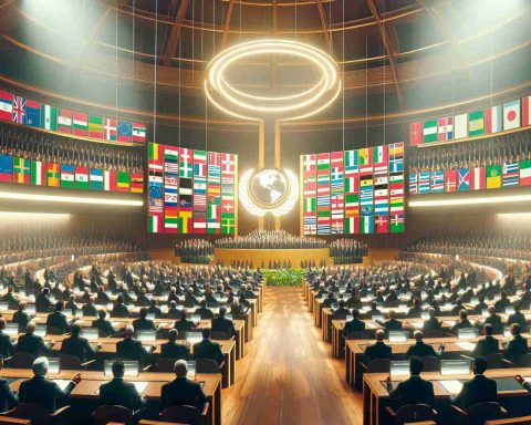 Create a high-definition, realistic image that symbolizes the Renewable Energy Revolution. The setting is a grand assembly room, where representatives from 118 different nations are gathered. Each representative is holding up a scroll that symbolizes their nation's pledge to renew energy consumption methods. The room radiates an aura of determination and unity, as they make a powerful promise that is reshaping the energy world. Be sure to visually depict the enthusiasm, spirit of cooperation, and monumental shift towards a sustainable future within the scene.