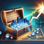 Realistic HD image of a concept which shows Energy Stocks Set to soar. The image could have a chart with an arrow pointing upwards to indicate the growth. There should also be a treasure chest, open to expose gleaming gems, which represent the hidden gems fueling investor excitement. The overall theme needs to be positive and celebratory.