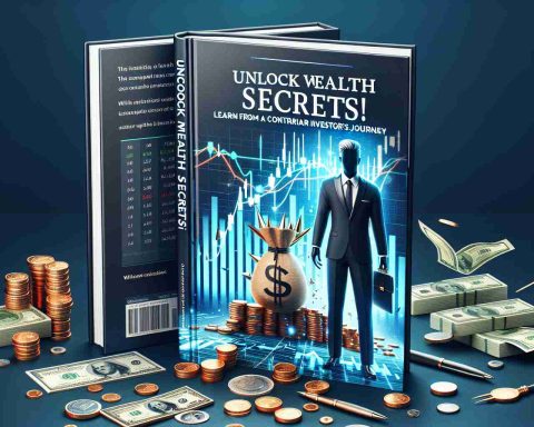 Design a realistic high-definition image for a cover of an investment book. The title of the book is 'Unlock Wealth Secrets! Learn from a Contrarian Investor’s Journey'. The theme should be financial with elements like graphs, charts, and money. Create it in a way that conveys a sense of wealth, success, and knowledge.