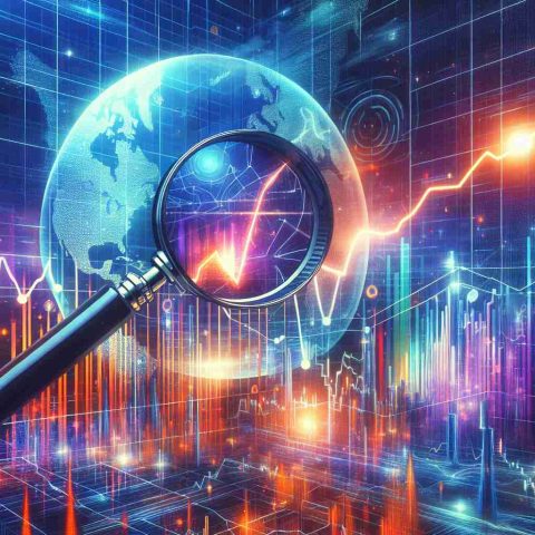 A detailed concept of a high-definition visualization on the theme of energy stocks surging. Include a depiction of a line chart with an upward trajectory, representing growth in the energy sector. Nearby, include a magnifying glass focusing on a portion of the chart, symbolising the search for a hidden investment opportunity. Use vibrant colors to evoke the sensation of discovery and potential wealth.