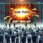 Create a high-definition, realistic conceptual representation of a surprising sun turn also known as IPO seekers. Use a stock exchange backdrop with people of varying descents and genders exchanging stocks or bonds. The focus of the image should be the surprise element, as if they're looking at something astonishing on the exchange boards. The phrase 'Don't Miss Out' should be boldly written on the lower part of the image, drawing attention. This entire scene should convey a significant event happening in the stock market.