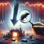 Realistic high-definition image depicting the unexpected reason behind a dramatic drop in a stock's value. The scene captures the high-impact, volatile world of the financial market. A large, distressed arrow plunging downward in the backdrop signifies a major stock crash. A magnifying glass in the foreground reveals an unusual circumstance, like a small rodent inside a computer, symbolizing the unforeseen reason for the stock plunge. The atmosphere is tense and electric with shock and surprise.