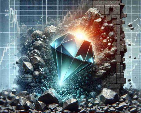 A detailed and realistic illustration depicting an abstract representation of untapped potential within the stock market. Showcase a radiant gem embedded within a wall of dense rock, subtly hidden. The gem is representative of unseen success and potential growth, while the rock signifies the complexities and hardships of the stock market. Incorporate elements that symbolically depict NASDAQ, such as a graph or ticker in the background.