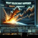 Realistically depicted high-definition illustration of the phrase 'You Won't Believe What Happened! Market Reacts Dramatically'. The scene should showcase a dramatic stock market scenario, with graphs indicating severe market movements, both down and up. The atmosphere should be tense and the environment should somewhat resemble a market trading floor or a stock broker's office with multiple screens displaying financial charts and figures.