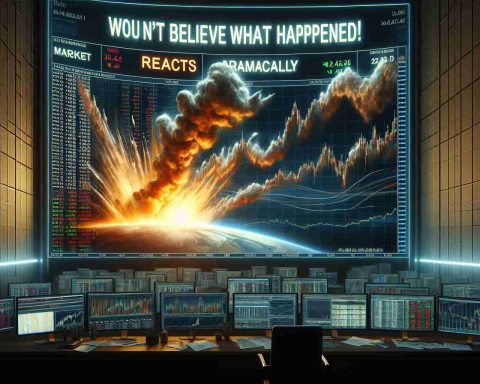 Realistically depicted high-definition illustration of the phrase 'You Won't Believe What Happened! Market Reacts Dramatically'. The scene should showcase a dramatic stock market scenario, with graphs indicating severe market movements, both down and up. The atmosphere should be tense and the environment should somewhat resemble a market trading floor or a stock broker's office with multiple screens displaying financial charts and figures.