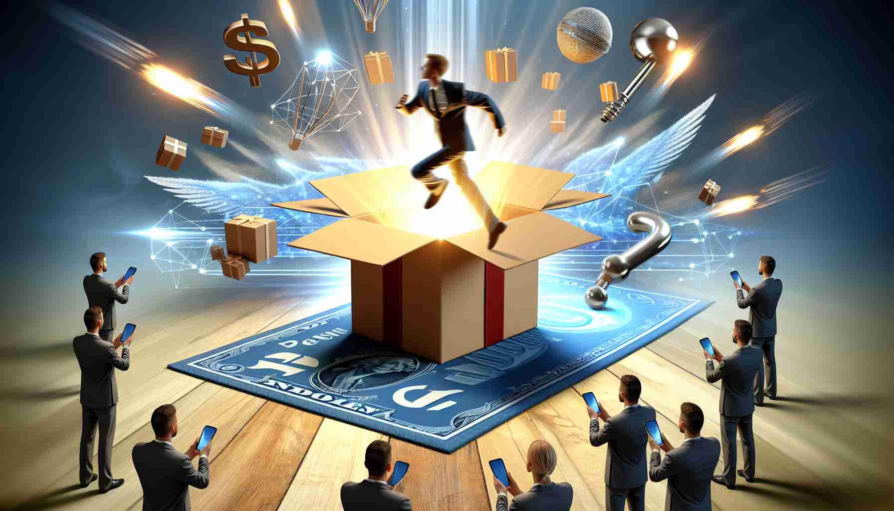 A high-definition, realistic composition representing the surprising turn of events of an unnamed major e-commerce company. The image symbolically indicates an unexpected direction or industry this venture is heading into next, but the specific details are left to viewer's interpretation and surprise.