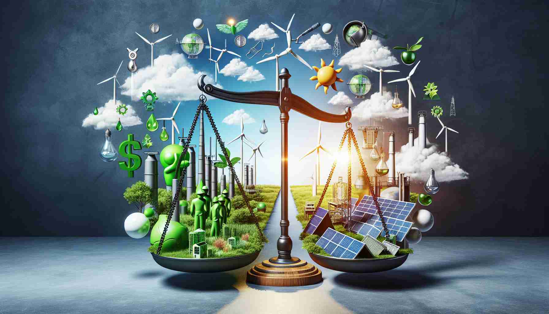 Create a high-definition, realistic image that visually represents the concept of investing in energy. Perhaps include symbols of green energy like solar panels and wind turbines, and symbols of traditional energy like oil and gas rigs. On the side, include a balance scale indicating the potential advantages of such investments. The overarching theme should be 'Are You Ignoring the Power of Investment in Energy?'