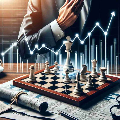 A realistic high definition image conceptually representing a surprising stock move by a director. It could be a picture of a chess board with a pawn being moved in an unexpected way, implying a strategic decision. Also, include in the background a graph displaying stock market trends, implying why investors should pay attention. Lingering on the desk where the chess game is taking place, there might be financial newspapers, glasses, a cup of coffee and a pen. This image should not contain any specific persons or recognizable company logos.