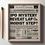 Create a high-definition, realistic image of a newspaper headline reading 'IPO Mystery Revealed. Giant Leap or Modest Step?' The piece should hint at the anticipation and suspense associated with a new initial public offering (IPO) in the stock market. Neutral colours should be prevalent to imitate the standard look of a print newspaper.