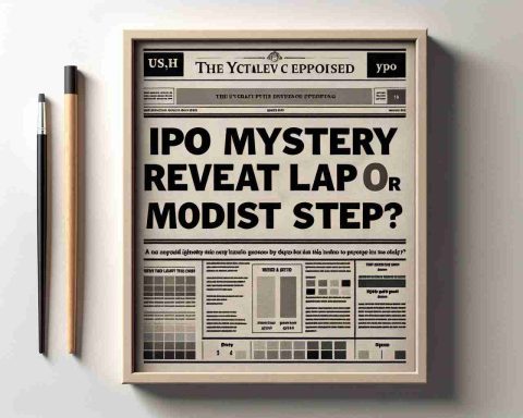 Create a high-definition, realistic image of a newspaper headline reading 'IPO Mystery Revealed. Giant Leap or Modest Step?' The piece should hint at the anticipation and suspense associated with a new initial public offering (IPO) in the stock market. Neutral colours should be prevalent to imitate the standard look of a print newspaper.