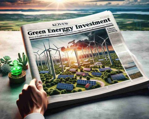 A realistic, high-definition image representing the concept of green energy investment. The picture foreground portrays an array of clean energy sources such as wind turbines and solar panels in the landscape of Croatia, known for its renewable energy initiatives. A newspaper with bold headlines about Croatia's leadership in green energy sector, revealing the secret to large-scale investment in sustainable resources, is seen in the background.