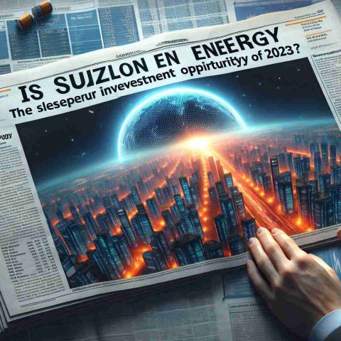 High definition, realistic image of a financial newspaper headline stating 'Is Suzlon Energy the Sleeper Investment Opportunity of 2023?'