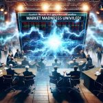 Create a realistic HD image that illustrates the concept of 'Market Madness Unveiled!'. The focus should be on a quantum stock sparking fierce debate. The scene can be set inside a stock exchange or a TV studio where market analysts are engaged in lively discussions. The atmosphere should be intense, reflecting the volatility of the quantum stock market.