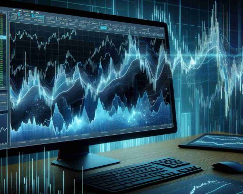 Generate a realistic, high-definition image of a computer screen displaying a live stock market chart. The chart should show dramatic fluctuations, both up and down, indicating a surge and slump scenario, thus representing the volatile nature of the investment market.