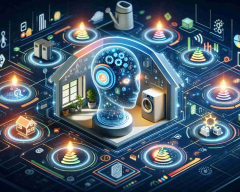 Detailed high definition depiction of Artificial Intelligence technology innovatively utilized in smart home energy systems. The scene should vividly illustrate energy-efficient appliances synced with an advanced AI system. Show different indications and symbols to express the unseen impacts and benefits of AI in energy conservation in households.