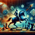 A visually rich and high-definition digital artwork depicting the concept of a bold move by a cryptocurrency exchange platform. The artwork could potentially include symbols like a chess board or a brave knight making a bold move. The backdrop could symbolize a traditional banking system transforming into a blockchain-based system. Stylistically, the depiction may throw in elements of disruption, change, and innovation in banking. Please do not include any mention or logos of specific real or virtual companies.