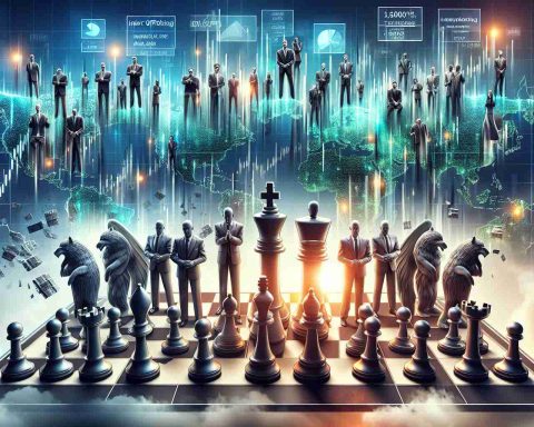 A high-definition illustration showcasing an exciting Initial Public Offering (IPO) lineup. Lively metaphorical representation of major unidentified entities ready to shake up the financial market next week. The scene can be represented as chess pieces on a large chessboard with different pieces symbolising different entities. Each piece is charged with energy, ready to make their move. Various economic indicators, like graphs and charts, can be subtly embedded in the background, indicating volatility and potential shifts in the market.