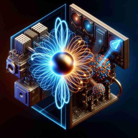 Generate a high-definition image representing the concept of quantum computing. One part of the image should symbolize a new power duo in this field, such as a pair of advanced quantum computers or two key components working in harmony. The other part of the image should pose the question: 'How will this leap forward impact the technology world?'