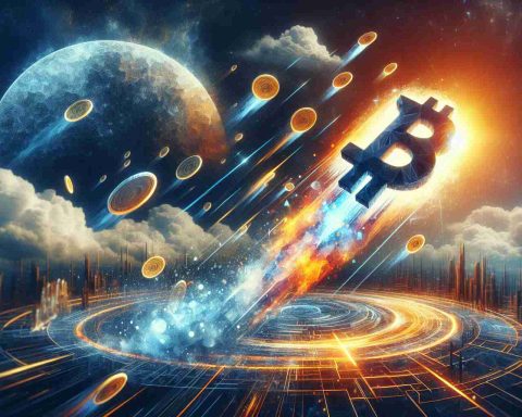 An ultra-high-definition image concept depicting the stunning surprise in the world of cryptocurrency. Imagine an abstract representation of a company making a bold, strategic move. This could entail the company logo or symbol dynamically soaring into a sky filled with digital, glowing coins to symbolize financial growth and the potential skyrocketing of an investment portfolio. Visualize the excitement, surprise and the thrilling nature of such unexpected developments in the digital finance and investment sphere.