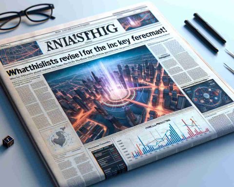 Realistically detailed image of a newspaper headline, reading 'Analysts Revive Key Forecast! What this means for the Future of the Tech Giant?' The image should be set in a high-definition newspaper layout with believable features like columns of text, smaller subheadings, a couple of relevant images, and an interactive graphic detailing financial projections. The overall tone should be newsy and professional.