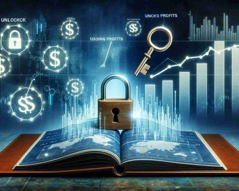 A high-definition, realistic image featuring a scene representing the concept of unlocking profits and discovering how Initial Public Offerings (IPOs) drive business content. It could contain symbols such as keys, locks, rising graphs, stock market charts, and a business style environment.