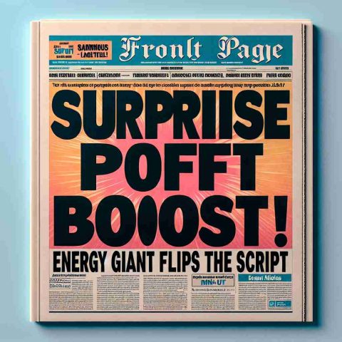 Generate a realistic, high-definition image of a newspaper headline that reads 'Surprise Profit Boost! Energy Giant Flips the Script'. This front page has a dramatic design with large, bold fonts. The headline should capture the viewer's attention, emphasizing the unexpected profit increase of an anonymous large energy company. Develop the rest of the image to give the full sense of a bursting and energetic newspaper front page full of news, articles, and other headlines, using soft pastel colors to highlight the main headline.