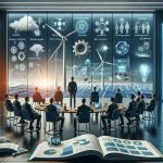 Realistic high-definition image showing the future of energy. The scene represents a group of investors observing the evolving landscape of energy technology, like solar panels, wind turbines, and cutting-edge batteries. A series of business meetings are taking place behind closed doors and diagrams, charts, and infographics about renewable energy resources and technologies are displayed. Additionally, textbooks about advanced energy-related subjects are open, and on a digital screen, an ongoing live discussion about the future of energy is playing.