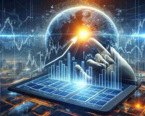 Create a realistic high-definition image representing a sudden positive shift in the stock market related to the Solar Energy Sector. The image should figuratively portray an 'insider move', symbolizing strategic decisions, perhaps through visuals of an upwardly mobile graph or chart showing a boost in solar sector stocks.