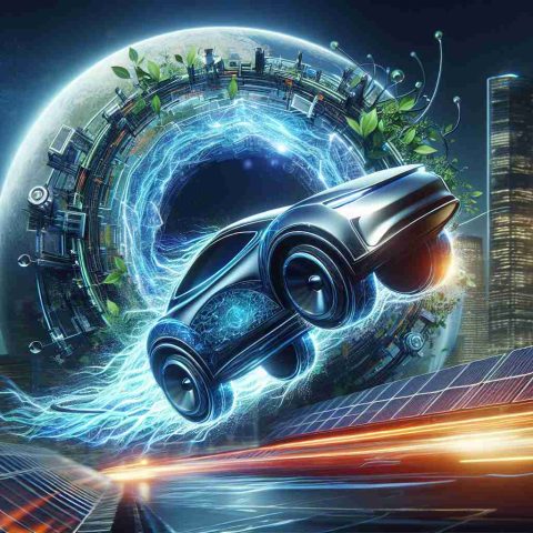 A high-definition, realistic portrayal of the concept of unleashing solar energy. Illustrate the dynamism and progressive approach of a leading electric car manufacturing company noted for its bold initiatives in the stock market, namely, on a well-known American stock exchange.