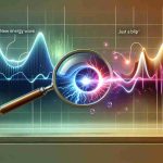 An ultra high definition image visualizing an abstract concept: Two energy curves - one representing 'New Energy Wave' and the other 'Just a Blip'. 'New Energy Wave' curve should be depicted as a continuous, rising wave with bright, electrifying colors. 'Just a Blip' curve should be shown as a small, momentary spike with more muted colors. A magnifying glass hovers over the intersection point of the two curves, symbolizing the process of discovering the unexpected surge. The background should be a neutral, sleek design, indicating a scientific or analytical environment.