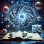 Please generate a realistic high-definition image depicting the concept of 'Quantum Gamble'. The image should visualize the unseen or unpredicted implications of this concept. It might showcase elements like quantum particles, dice to symbolize the gamble, and maybe uncertainty waves or other abstract representations to illustrate the 'unseen implications'. Include a book or paper, maybe in the foreground, that has the title 'What You Haven't Considered' written on it. The image should overall have a serious and contemplative tone.