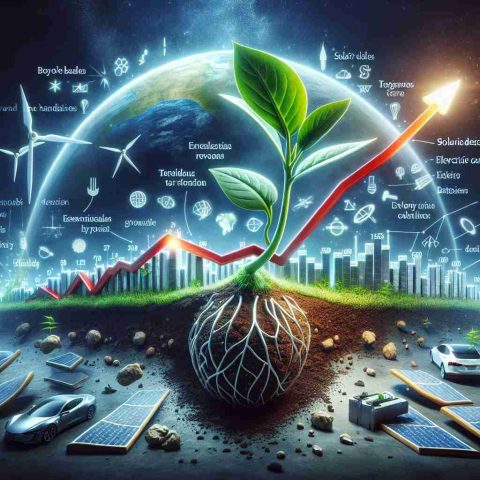 An imaginary HD photograph depicting the metaphorical transformation of Tesla's company. Picture a 3D chart growing out of a seed to represent Tesla's success, reflecting its upward trajectory. The seed is planted in a soil which is made up of significant events and strategic decisions which contributed to Tesla's prosperity. The leaves of the chart are solar panels, a nod to Tesla's movement towards renewable energy. Essential elements of Tesla's business model and innovative technology, such as electric cars and batteries, are also scattered in the image. An overlaid headline reads, 'Beyond the Headlines: What lies beneath Tesla's Success?'