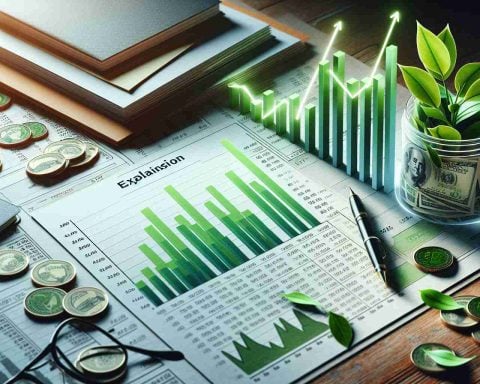 High-definition realistic representation of the explanation behind the surge in profit of a luxurious eco-friendly business company referred to as 'Luxe Green'. The image should depict financial growth charts, paperwork, and perhaps some greenery, underlining the green aspects of the business. The charts themselves should show a clear trend of increasing profits, hinting at the secrets behind the company's success.