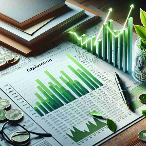 High-definition realistic representation of the explanation behind the surge in profit of a luxurious eco-friendly business company referred to as 'Luxe Green'. The image should depict financial growth charts, paperwork, and perhaps some greenery, underlining the green aspects of the business. The charts themselves should show a clear trend of increasing profits, hinting at the secrets behind the company's success.